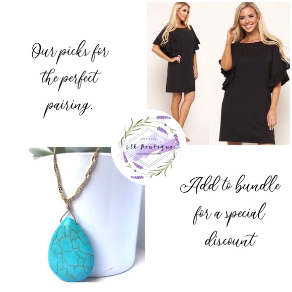 Natural turquoise stone gold tone women’s post stud earrings - Picture 2 of 6